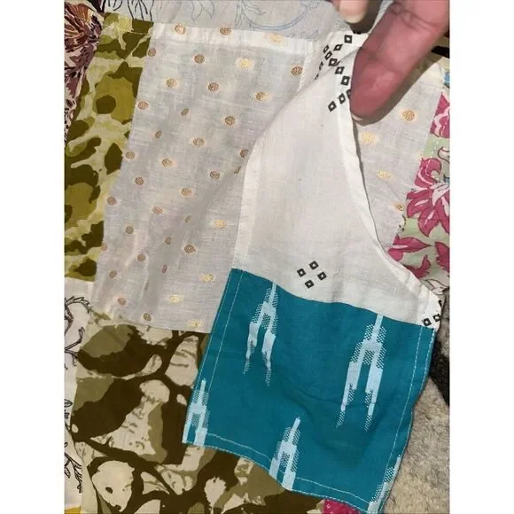 NWT Ashley Taylor Patchwork Overalls Jumpsuit Boho Hippie One Size 100% Cotton - Picture 6 of 7